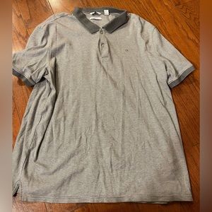 Calvin Klein gray and white striped polo